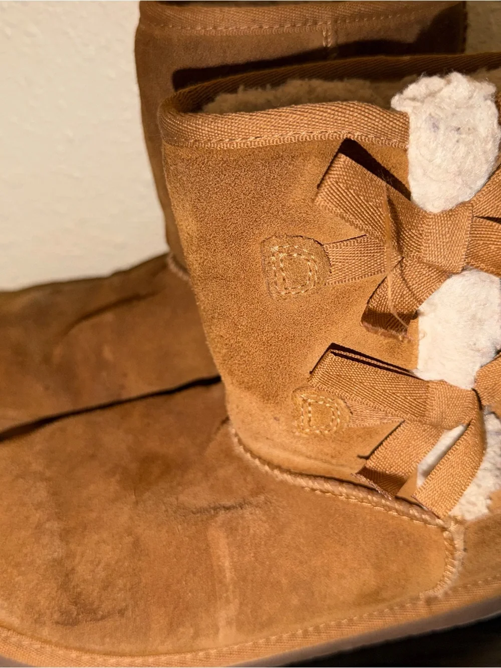 Koolaburra Kids Suede Lace-Back Boots - Chestnut